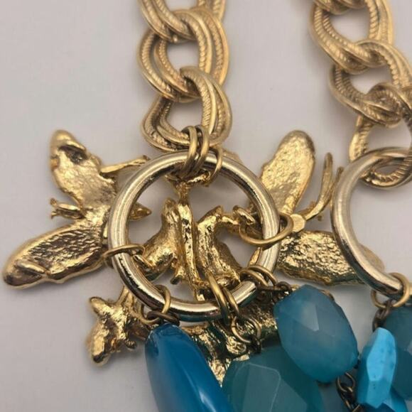 Vintage Lee Angel Turquoise Butterfly Gemstone Necklace - Picture 7 of 8